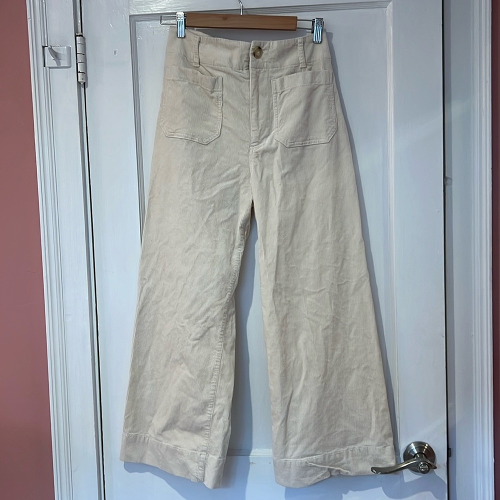 The Colette Cropped Wide-Leg Corduroy Pants by Maeve